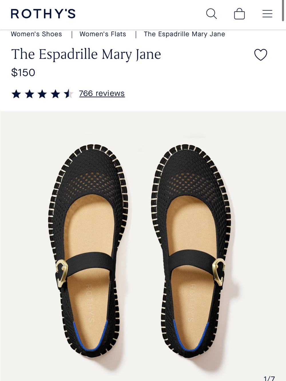 Rothy’s The Espadrille Mary Jane - Black, Women’s Size 7 - Picture 3 of 9
